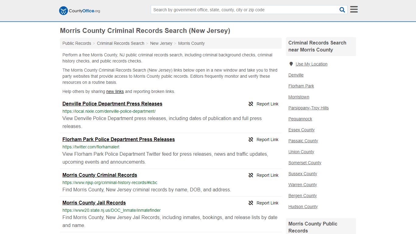 Criminal Records Search - Morris County, NJ (Arrests, Jails & Most ...